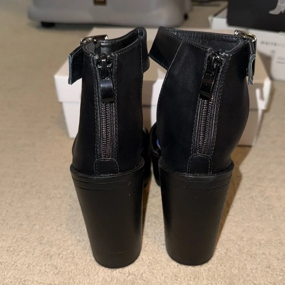NWT Shein Black Platform Open Toe Heels Size 38